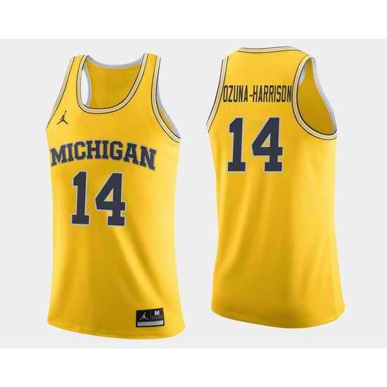 Men Michigan Wolverines Rico Ozuna Harrison Maize College Basketball Jersey